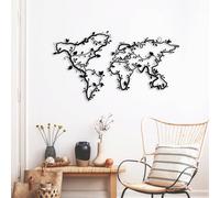 Decortie Modern Metal Wall Art Ivy World Theme Home Ornament Decorative Minimalist Design Hanging Wall Sculpture, Black