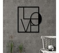 Decortie Modern Metal Wall Art 'Love' Minimalist Decorative Hanging Sculpture in Black Decortie Black
