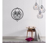 Decortie Modern Metal Wall Art Owl Theme Home Ornament Decorative Minimalist Design Hanging Wall Sculpture, Black