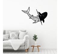 Decortie Modern Metal Wall Art Shark Theme Home Ornament Decorative Minimalist Design Hanging Wall Sculpture, Black