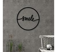 Decortie Modern Metal Wall Art Smile Theme Home Ornament Decorative Minimalist Design Hanging Wall Sculpture, Black