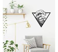 Decortie Modern Metal Wall Art 'Wave' Home Ornament Decorative Minimalist Design Hanging Wall Sculpture in Black Decortie Black