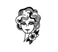 Decortie Modern Metal Wall Art Woman In Flowers Theme Home Ornament Decorative Minimalist Design Hanging Wall Sculpture, Black