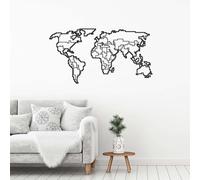 Decortie Modern Metal Wall Art 'World Map' Home Ornament Decorative Minimalist Design in Black Decortie Black