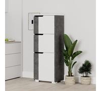 Decortie Modern Midi Wall-Mounted Bathroom Cabinet 118.8(H)Cm Multipurpose Cupboard With 3-Door Storage Shelves Retro Grey, White