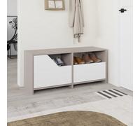 Decortie Modern Nexus Shoe Cabinet Mocha Grey, White 105(W) 2-Door Storage And Open Shelf Space Saver Engineered Wood Hallway