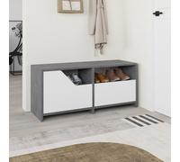 Decortie Shoe Bench Storage 37X105X47Cm Particleboard Retro Grey, White, Multi