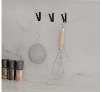 Decortie Modern Nora Unique Metal Triple Hooks For Hanging, Set Of 3 Matte Black Hooks Kitchen, Waterproof, Stainless Steel Hooks