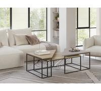 OhLady 3-Piece Nesting Coffee Table Set - Mocha Grey - Oak
