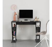 Decortie Papillon' Modern Working Desk with Integrated Mini Storage Shelves in Dark Grey | Size: 1 Pack Decortie Dark Grey 1 Pack