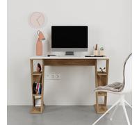 Decortie Papillon' Modern Working Desk with Integrated Mini Storage Shelves in Light Brown | Size: 1 Pack Decortie Light Brown 1 Pack