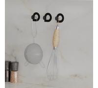 Decortie Modern Pino Unique Metal Triple Hooks For Hanging, Set Of 3 Matte Black Hooks Bathroom, Waterproof, Stainless Steel Hooks