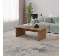 Decortie Modern Scandi Design 120Cm Rectangular Coffee Table With Soft Corner Edges, Flat-Panel Legs, Living Room, Natural Oak