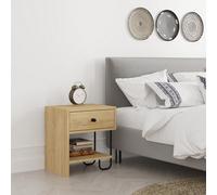 Decortie Modern Sirius Nightstand Drawer Storage Oak Metal And Engineered Wood Legs 45(W)Cm Bedside Table Bedroom