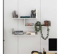 Decortie Modern Tibet Wall Mounted Shelf Floating Bookcase Display Unit 66.5x119x22cm - Gold Marble Effect