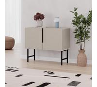 Decortie Modern Tona Console Cabinet W/soft-Close 2 Doors Sideboard Black Metal Legs 88(W)Cm, Sandstone