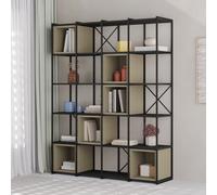Decortie Modern Vale Maxi Bookcase Versatile Display Unit 5-Tier Metal Frame 6 Adjustable Shelf 18mm (Black Wood, Ash Green)