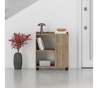 Decortie Modern Zeo Sideboard Cabinet 70X40X80Cm 1 Door Storage 4 Compartments With 4 Heels Natural Oak, Room, Office