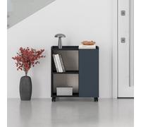 Decortie Modern Zeo Sideboard Cabinet 70X40X80Cm 1 Door Storage 4 Compartments With 4 Heels Navy Blue, Black Room, Office