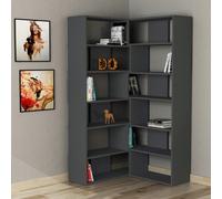 Decortie Molly Versatile Corner Bookcase 5 Tier Anthracite Grey, Black