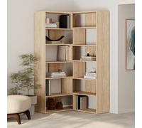 Decortie Molly Corner Bookcase Shelving Unit 5 Tier Tall Wall Mounted Display Shelf Oak 178.6Cm