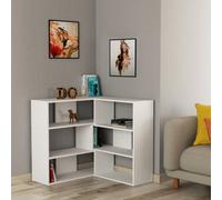 Decortie Molly Modern Corner Bookcase 3 Tier Room Divider Storage Unit Freestanding Melamine Finish White 89Cm