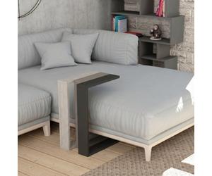 Decortie Muju Modern C-Shape Side End Coffee Table Multipurpose Sofa Lap Anthracite Grey, Mocha Grey, Ancient White H 57Cm