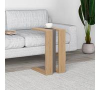 Decortie Muju Modern C-Shape Side End Coffee Table Multipurpose Sofa Lap Oak, Mocha Grey, Oak H 57Cm
