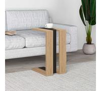 Decortie Muju Oak and Silky Black C Shape Side Table with Side Support - Size: 57 x 30 x 40cm - Multi - Wilko