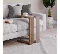 Decortie Muju Mocha Grey Oak and Gold Marble Effect Modern C Shaped Side Table - Size: 57 x 30 x 40cm - Multi - Wilko