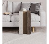 Decortie Muju Modern C Shape Table Gold Marble Effect Oak Effect Dark Coffee Multipurpose H 57Cm