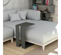 Decortie Muju Modern C Shape Table Oak Effect Gold Marble Effect Mocha Grey Multipurpose H 57cm - Anthracite