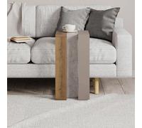 Decortie Muju Mocha Grey Oak and Gold Marble Effect Modern C Shaped Side Table - Size: 57 x 30 x 40cm - Multi - Wilko