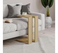 Decortie Muju Modern C Shape Table Oak Effect Gold Marble Effect Mocha Grey Multipurpose H 57cm - Oak