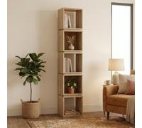 Decortie Multi 5 Tier Narrow Bookcase Freestanding Display Shelving Unit Oak 32 X 22 X 167 Cm