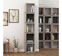 Decortie Bookcase Shelving Unit 22X32X167Cm Wall-mounted Particleboard, Anthracite Grey, Multi