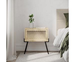 Decortie Naive Modern Compact Bedside Table Nightstand 48Cm Bedroom Oak H 51Cm
