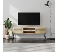 Decortie Naive Modern Tv Unit Multimedia Centre Oak With Storage Tv Cabinet 140Cm
