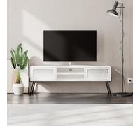 Decortie Naive Modern Tv Unit Multimedia Centre White With Storage Tv Cabinet 140Cm