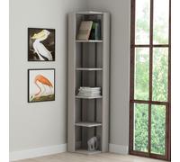 Decortie Nati Tall Corner Bookcase Modern Shelving Unit Space-Saving Storage 161cm - Mocha Grey