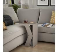 Decortie Naze Modern C-Shape Side End Coffee Table 30Cm Sofa Lap Mocha Grey Living Room H 57Cm