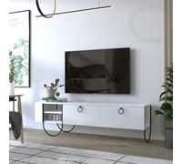 Decortie Norfolk Modern Tv Unit Multimedia Centre White With Storage Tv Cabinet 151Cm