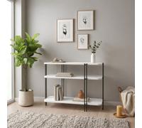 Decortie Notus 3 Tier Open Console Table With Metal Frame White 92 X 34.5 X 75 Cm
