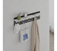 Decortie Novo Wall-Mounted Coat Rack White Metal 7 Hooks And Open Shelf Storage Space, Hallway, Bedroom (Black Metal)