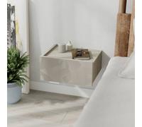 Decortie Onda' Floating LED Bedside Table Nightstand with Drawer in Light Sand | Size: 1 Pack Decortie Light Sand 1 Pack
