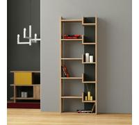 Decortie Oppa Modern Bookcase Tall Storage Shelving Unit 5 Tiers Oak Anthracite Grey 162.4Cm