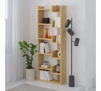 Decortie Oppa Modern Bookcase Display Unit Oak, Mocha Grey Tall 162.4Cm