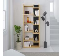 Decortie Oppa Modern Bookcase Display Unit Oak, Silky Black Tall 162.4Cm