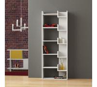 Decortie Oppa Modern Bookcase Tall Storage Shelving Unit 5 Tiers White White 162.4Cm