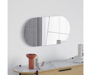 Decortie Otis White Marble Effect Modern Unframed Mirror Wall-Mounted Bathroom (H) 40Cm (W)80Cm